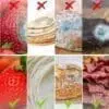 Comparison image showing mouldy food without oxygen absorbers versus fresh food preserved with oxygen absorbers