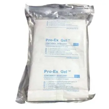 Pro-Ex Gel 125g desiccant bag sealed in silver packaging for moisture protection