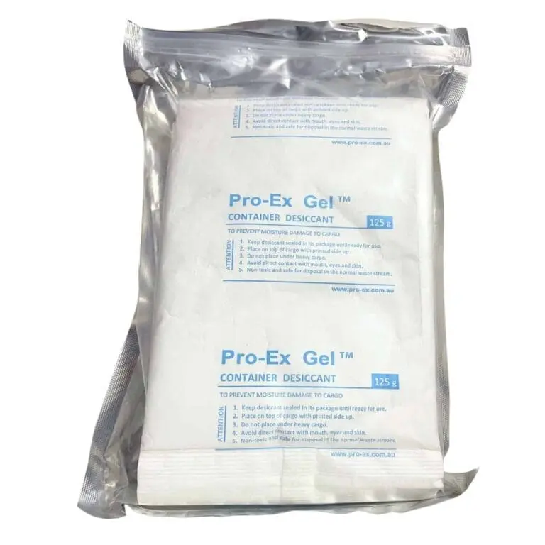 Pro-Ex Gel 125g desiccant bag sealed in silver packaging for moisture protection