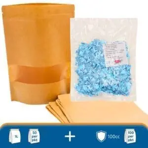 1L Kraft Paper Pouch + 100cc Oxygen Absorber