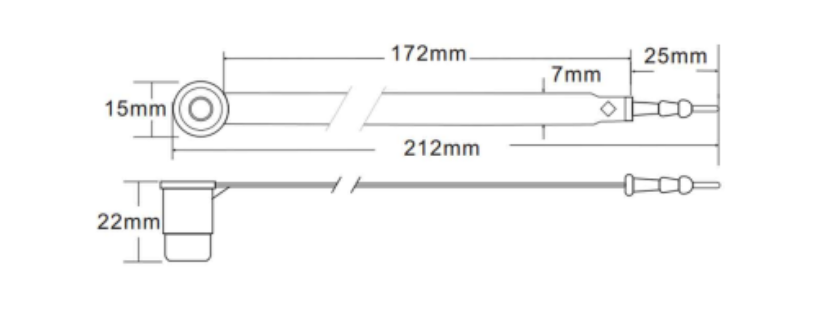 Diagram of the double locking fixed length plastic seal with a locking length of 173mm.