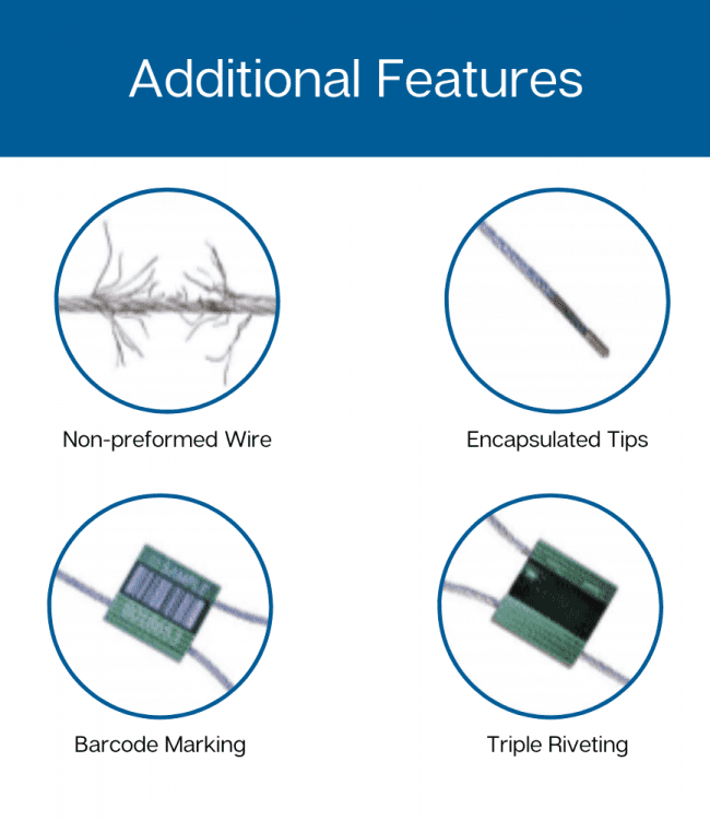 The Cable Seal Wire 2.5 features include triple riveting.