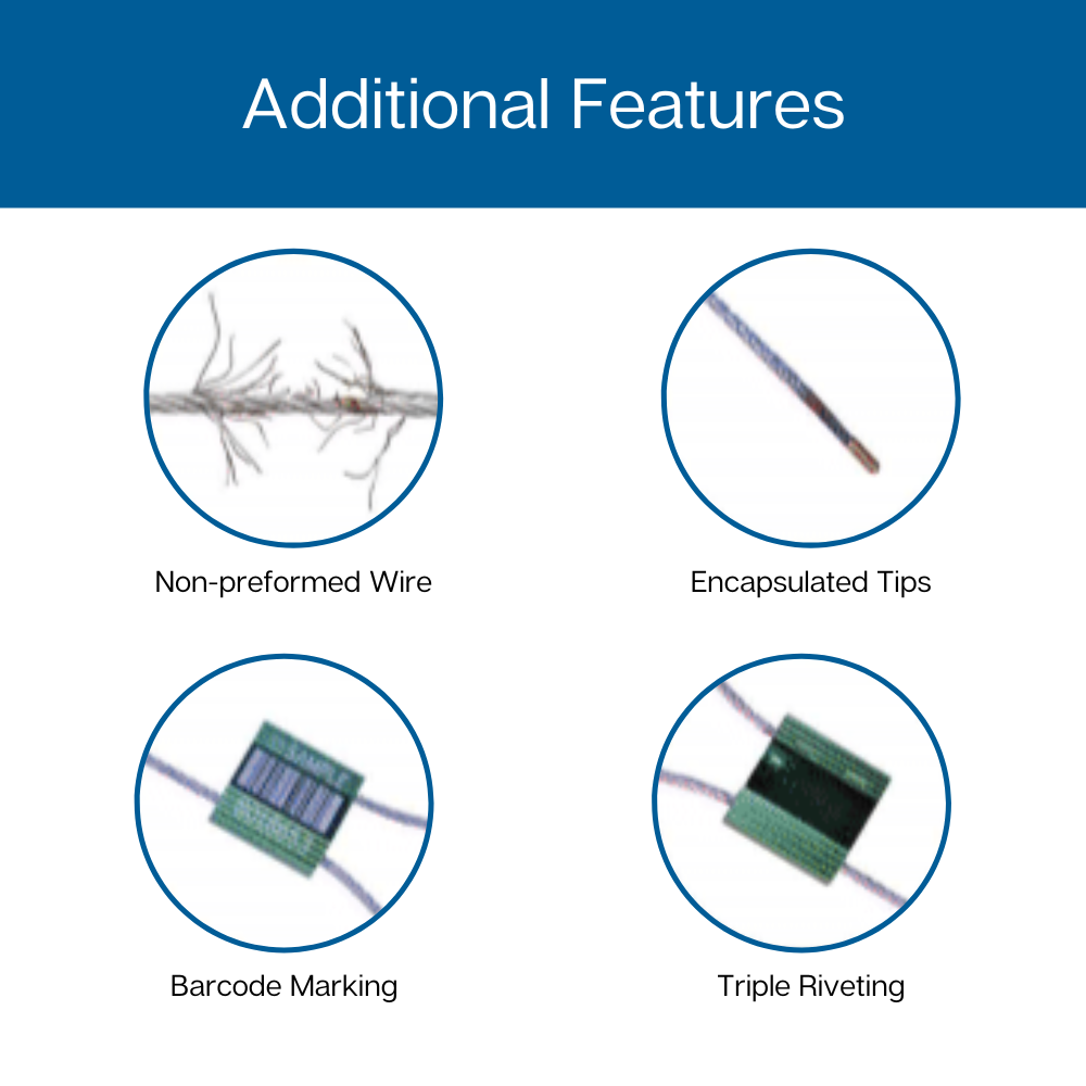 The Cable Seal Wire 2.5 features include triple riveting.