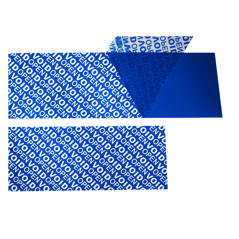 Blue Security Tape has a strong adhesive for both porous and non-porous surfaces.