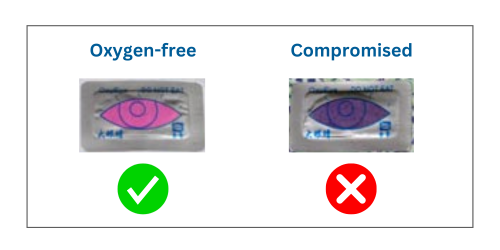 Oxygen-free & compromised absorber indicator