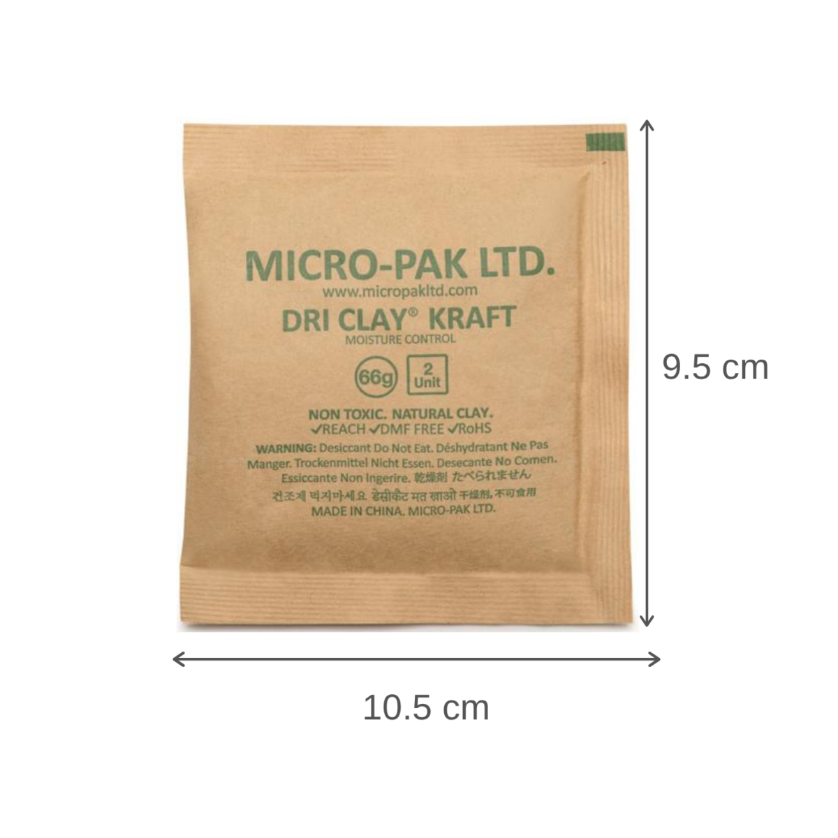 66g Biodegradable Clay Desiccant 2 BDC 66g BioClay Dimensions1 scaled