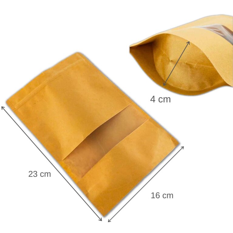 1L Kraft Paper Pouch 16*23 cm 2 1L Kraft pouch dimensions image for sealed food packaging and long-term storage
