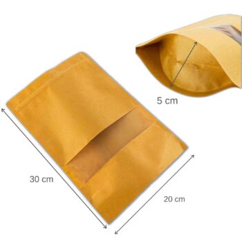 2.5L Kraft pouch dimensions image for food packaging and long-term storage