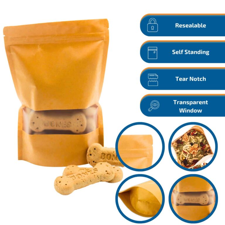1L Kraft Paper Pouch 16*23 cm 4 Kraft pouch features image showing design details