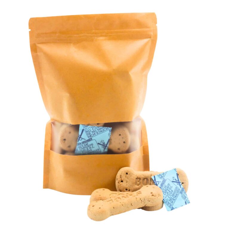 1L Kraft Paper Pouch + 100cc Oxygen Absorber 6 Kraft pouch with oxygen absorber bundle in use for long-term food storage and freshness