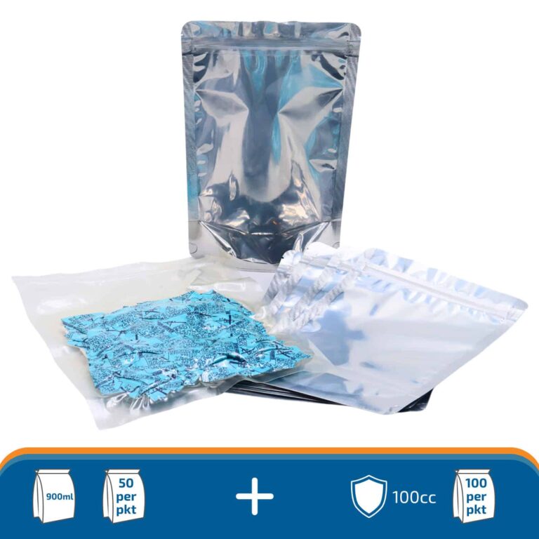 Stand Up Pouch 16*23cm + 100cc Oxygen Absorber 1 Stand-up pouch oxygen absorber bundle for moisture and oxygen control in sealed packaging