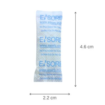 Esorb 2g silica gel desiccant packet with dimensions for product storage protection