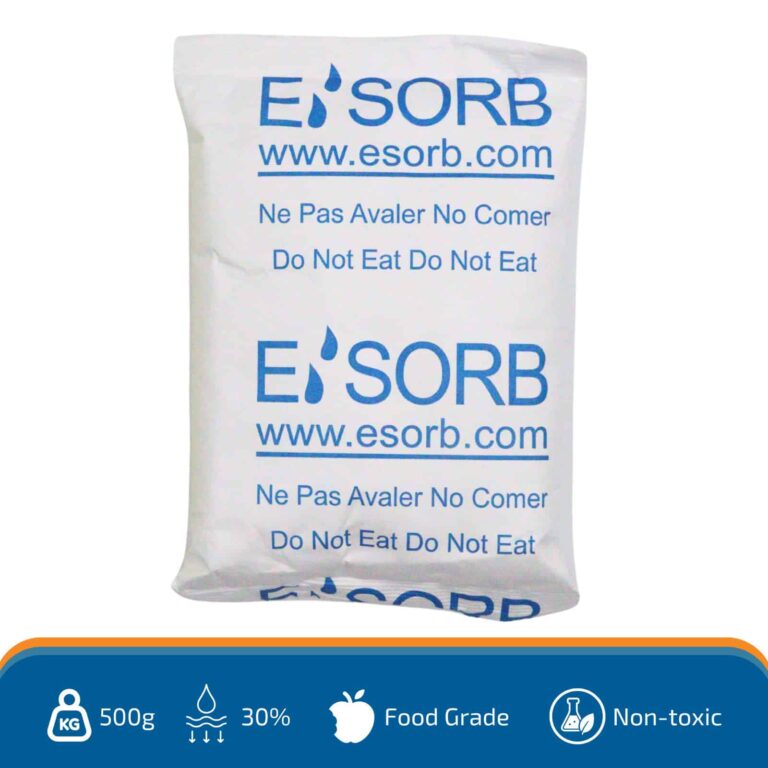 500g Silica Gel Desiccant 1 Esorb 500g silica gel desiccant packet main image for storage and packaging humidity control