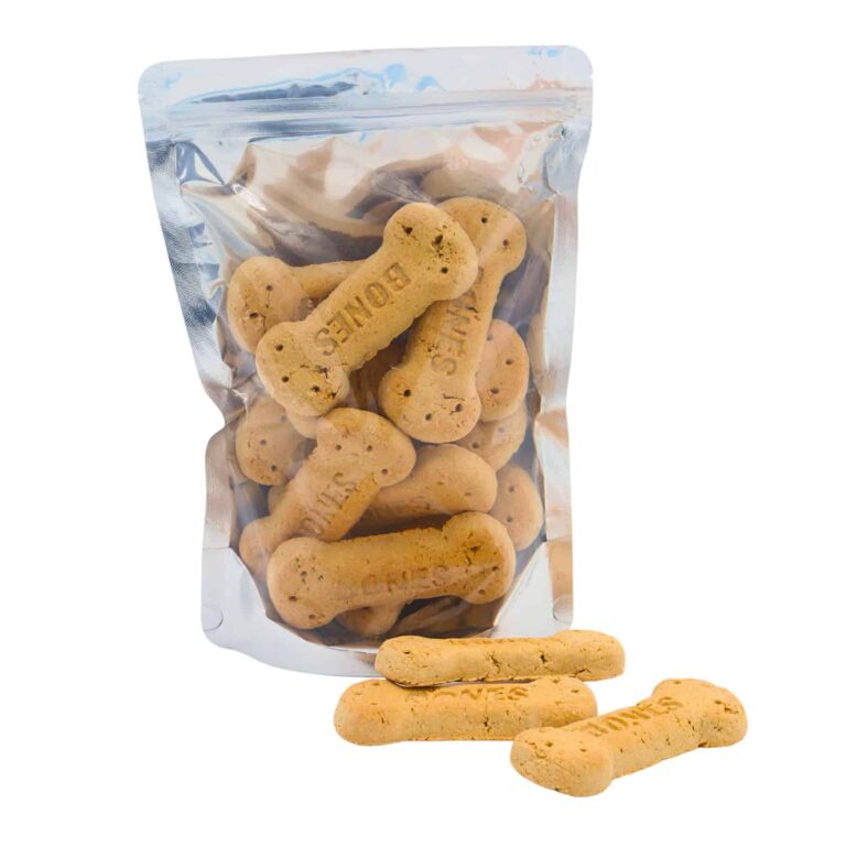 Stand-up pouch in use with pet treats for long-term packaging and freshness protection
