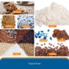 Stand-up pouch typical uses image showing grains, coffee, and food storage applications